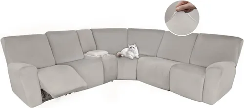 Vista 118 de HDCAXKJ Fundas de sofá seccional reclinable de terciopelo, cubierta de sofá seccional en forma de L, lavable, elástica, suave, para rincón
