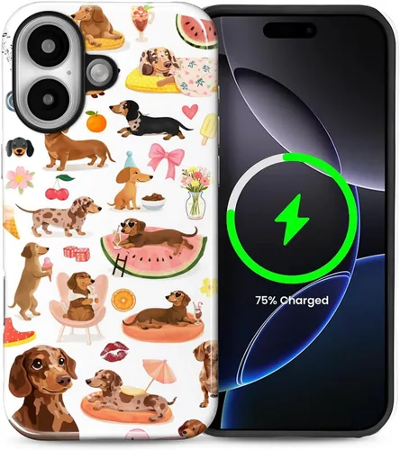 Vista 121 de Funda Compatible con iPhone 13/14 [Compatible con MagSafe] Protección de Doble Capa de Cáscara Dura Híbrida, Funda Magnética Protectora a Prueba