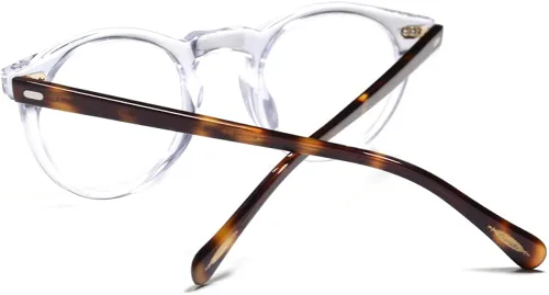 Vista 6 de EAREADA Gafas redondas vintage con lente transparente de acetato de borde redondo grueso para hombres..