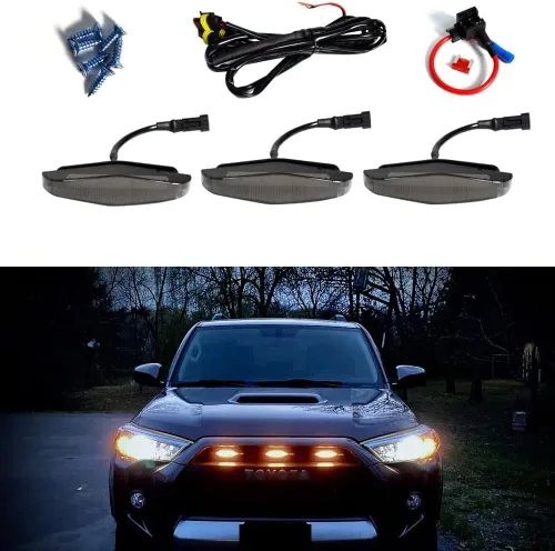 Vista 8 de 3 luces LED ámbar de lente ámbar compatibles con parrilla 4Runner TRD Pro 2014-2019 SR5 TRD todoterreno Limited TRO Pro