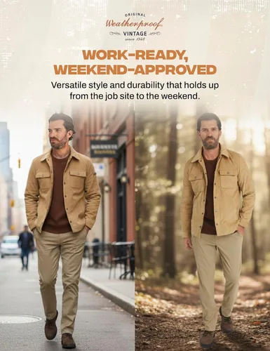 Vista 10 de Pantalones casual Weatherproof Vintage para hombre - Ajuste regular, ultra elásticos, parte delantera plana, chinos Pantalones ligeros para trabajo