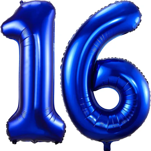 Vista 16 de Globos de número 0 azul marino, 40 pulgadas, globos de cumpleaños grandes de papel aluminio brillante azul oscuro, globos digitales de número
