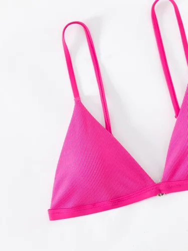 Vista 5 de SHENHE Traje de baño acanalado con tirantes delgados y micro triángulo, para mujer