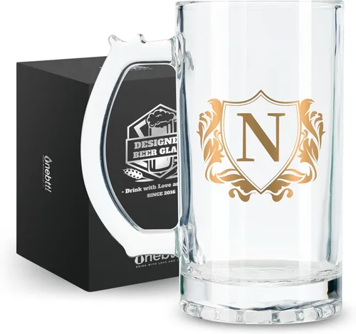 Vista 19 de Onebttl Regalos personalizados de cerveza para hombres amantes de la cerveza, taza de cerveza pesada de 17 onzas con asa para jefe como regalo