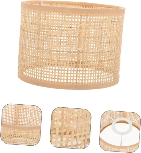 Vista 3 de Uonlytech Pantalla de lámpara de araña, pantalla de ratán E27, lámpara de casa de campo, accesorios de luz para lámpara de mesa, lámpara de pie