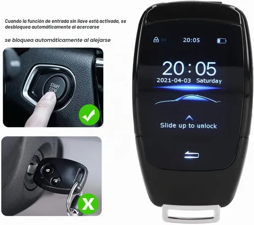 Vista 4 de Qiilu Llave LCD inteligente universal TK900 Pantalla táctil LCD Smart Key Remote Entrada sin llave para modelos de botón de motor de arranque y Negro
