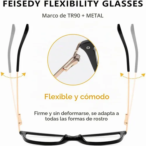 Vista 3 de FEISEDY - Gafas con bloqueo de luz azul para computadora, para mujer y hombre, marco Cateye TR90 B2772 Negro