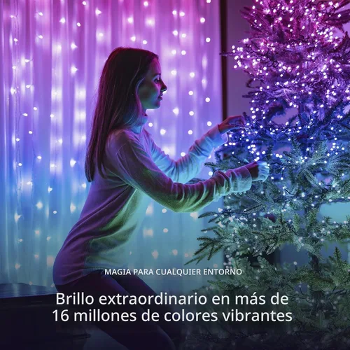 Vista 2 de Twinkly Strings 100 LED RGB, Cadena de luces LED para interiores y exteriores, Luces LED inteligentes, LEDs trazables, Compatibles con Alexa