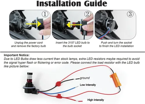Vista 5 de Alla Lighting Resistencias de carga de 2 piezas de 50 W y 6 ohmios - Fija el fallo de código de error de parpadeo rápido de la bombilla LED de señal