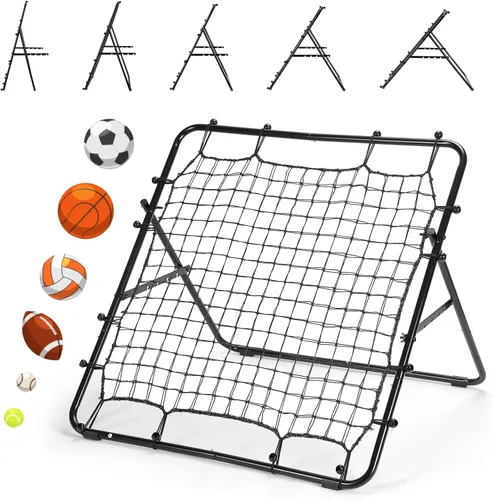 Vista 8 de LIANTRAL Red de rebote de béisbol, entrenador de rebote ajustable para fútbol, voleibol, sóftbol y lacrosse, rebote plegable portátil para práctica