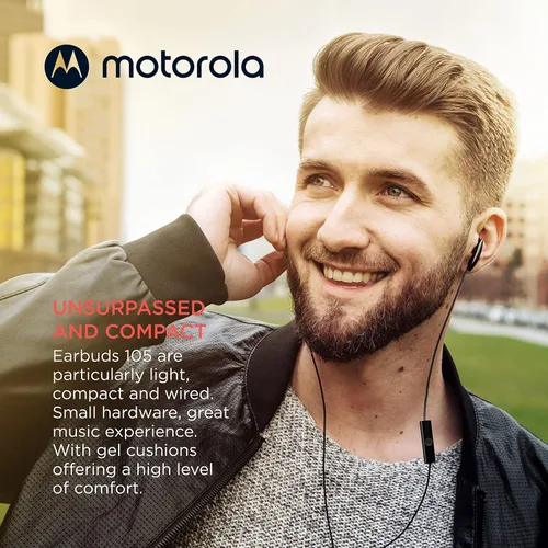 Vista 6 de Motorola - Auriculares con cable con micrófono, auriculares intraurales con cable, botón de control para llamadas/música, cómodos y ligeros de fácil