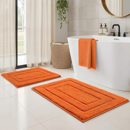 Vista 24 de GRANNY SAYS Juego de 2 alfombras de baño suaves para baño, alfombras de baño antideslizantes y lavables, alfombras de baño absorbentes para bañera