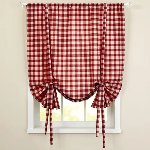 Vista 8 de BrylaneHome Buffalo Check - Persiana para ventana, color blanco y negro
