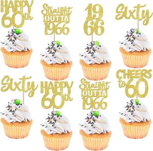 Vista 35 de 30 piezas negras para cupcakes de 10.º cumpleaños con purpurina Ten Happy 10 Straight Outta 2016 para saludos a 10 años 10 cumpleaños, boda Negro