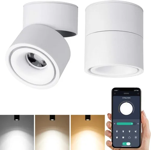 Vista 9 de Foco de techo LED regulable – 360° ajustable en superficie de atenuación de 12 W COB iluminación de techo interior Downlight de pared de aluminio