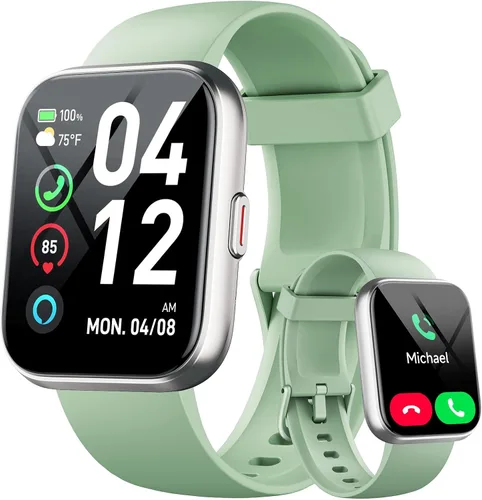 Vista 11 de Reloj inteligente para hombres y mujeres, reloj inteligente HD de 1.85 pulgadas para iPhone/Samsung/Android (respuesta/hace), rastreador de Negro