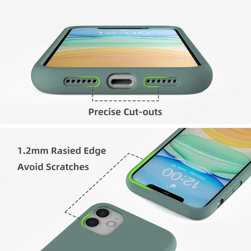 Vista 2 de Funda de silicona líquida compatible con iPhone 11, verde medianoche [Protección contra caídas] [Resistente a los arañazos, a prueba de golpes]