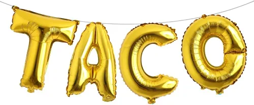 Vista 24 de Fiesta Party Balloons Supplies Taco Balloons Mexican Cinco De Mayo Party Decorations Mylar Foil Balloons Fiesta Party Decorations (L TACO Gold)