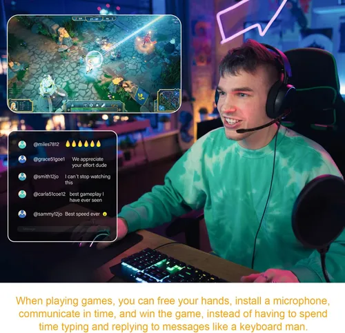 Vista 6 de Accesorios de micrófono A40 compatibles con auriculares Logitech Astra A40 A40TR para juegos, audio de 0.138 in, funciona para PS4, PS5, Xbox One