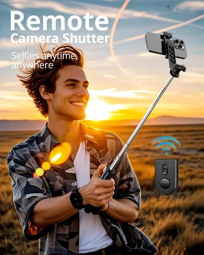 Vista 7 de UBeesize Trípode para selfie stick para iPhone y Android, trípode extensible de 52 pulgadas con control remoto, palos de selfie portátiles