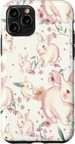 Vista 10 de Funda con diseño de carita sonriente para iPhone 15 Bunny Pattern Graffiti Doodles