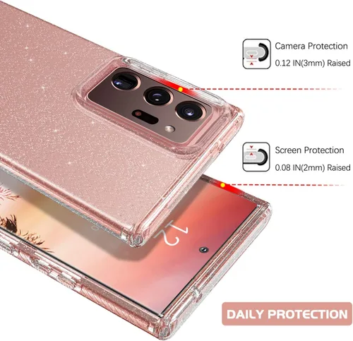 Vista 5 de BENTOBEN Funda para Note 20 Ultra, transparente con purpurina brillante, delgada, suave, TPU resistente, a prueba de golpes, funda protectora