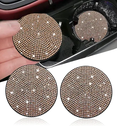 Vista 34 de NBTEPEM 2 posavasos de auto con diamantes de imitación, 2.75 pulgadas, antideslizantes, a prueba de golpes, universal, a la moda, para auto