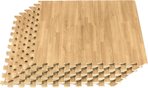 Vista 14 de Azulejos de espuma estampada de 3/8 de pulgada de grosor Forest Floor, tapetes de espuma de grano de madera entrelazados de primera calidad, piso
