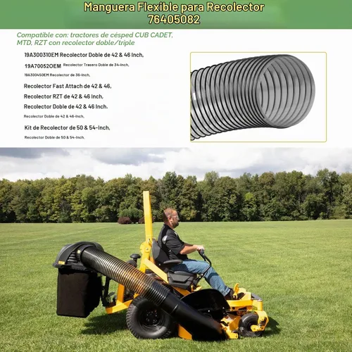 Vista 4 de 764-05082 Bagger Flex Hose para MTD CUB CADET cortacésped de montar 36" 42" 46" 50" 54" Kit de ensacadora doble rápida trasera 76405082