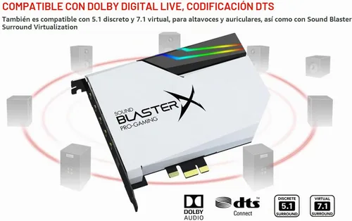 Vista 3 de [Renovado] Creative Sound BlasterX AE-5 Plus Pure Edition SABRE32 Ultra-Class Tarjeta de sonido y DAC para juegos PCI-e de 32 bits/384kHz con Dolby