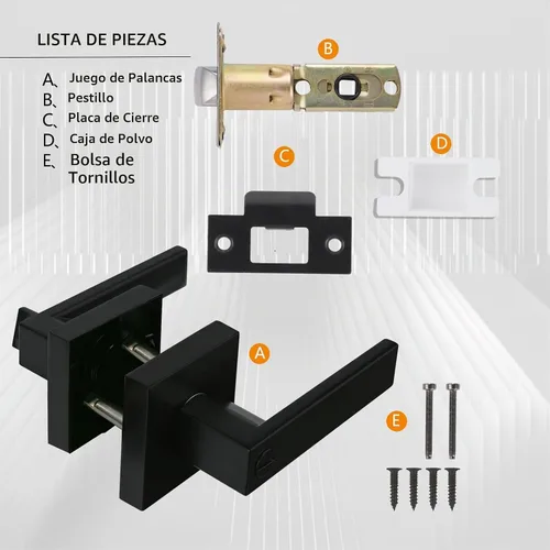 Vista 5 de NEWBANG Manija de palanca de puerta sólida con acabado negro mate
