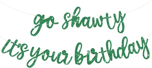 Vista 31 de BEISHIDA Pancarta Black Go Shawty It's Your Birthday de 11.4 pies, SIN BRICOLAJE - Pancarta de Feliz Cumpleaños con Purpurina Tema Hip Hop - Negro