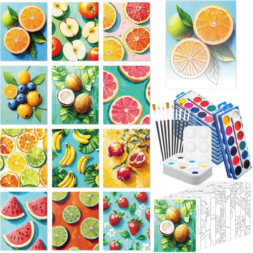 Vista 14 de Ctosree 12 juegos de lienzo predibujado para pintar adultos, kit de sorbo y pintura, lienzo preimpreso a granel para Pascua, Día de la Madre