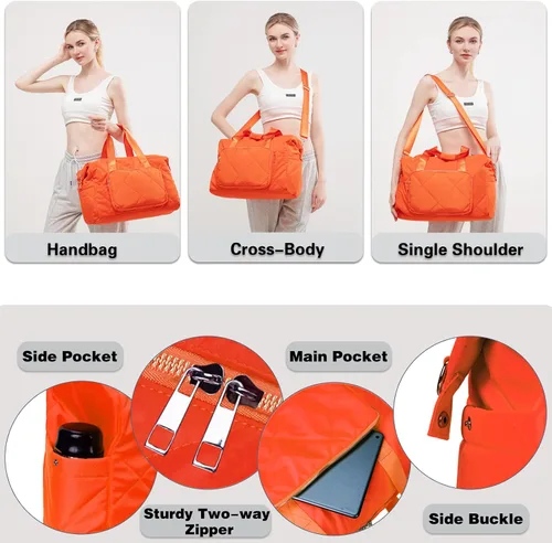 Vista 5 de Tinzonc Bolsa deportiva de gimnasio para mujer, bolsa de lona de viaje, bolsa de hombro para mujeres y niñas, viajes, gimnasio, yoga, escuela