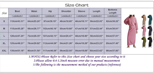 Vista 5 de FAMOORE Long Bathing Suit Bottom Set Outfits Mock Neck Long Sleeve Sweater Knit Maxi Long Skirt Sets Office Outfits for
