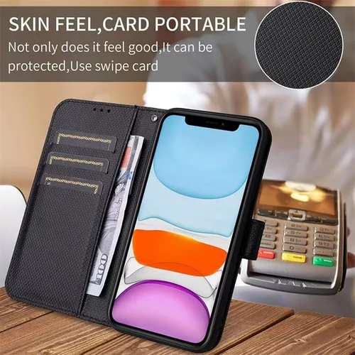 Vista 2 de Funda de cuero tipo cartera para Vivo Y21s/Vivo Y21, funda de piel sintética antideslizante para Vivo Y21s/Vivo Y21, funda de piel sintética