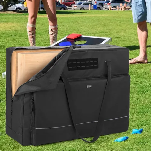 Vista 7 de GOBUROS Funda de transporte para tablero de Cornhole de 3 pies x 2 pies, bolsa de transporte de Cornhole con 8 bolsillos para bolsa de arena