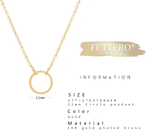 Vista 5 de Fettero Pendant Necklace Gold Choker Layered Coin Open Karma Circle Full New Crescent Moon 14K Gold Plated Dainty Simple Moon Phase Jewelry for