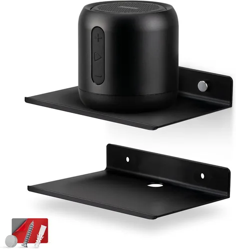 Vista 10 de BRAINWAVZ Paquete de 2 estantes flotantes de pared de metal de 12 pulgadas para libros, organizador, altavoces, plantas, cámaras, libros, exhibición