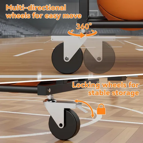 Vista 4 de Bastidores de baloncesto prémium para bolas, carrito de bolas