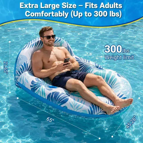 Vista 2 de Pool Float for Adults with Canopy, Inflatable Chair Lounge Floaties with Adjustable Sun Shade Cover, Drink Holder, Ergonomic Headrest