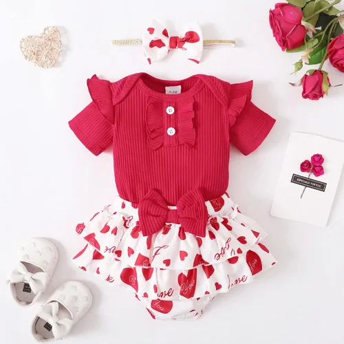 Vista 3 de Conjunto de ropa para bebé recién nacida, conjunto de pantalones cortos, conjunto floral de verano, ropa de bebé linda para niña