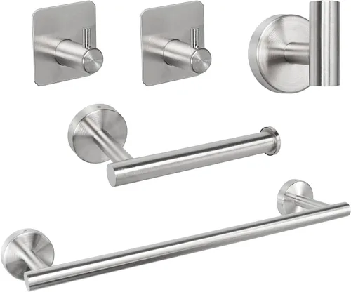 Vista 10 de TocTen Juego de 4 piezas de accesorios de baño, juego de barra de toalla de mano de acero inoxidable grueso, incluye soporte para toallas de baño