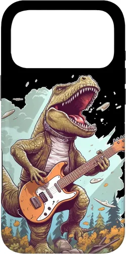 Vista 22 de Funda para iPhone 16 Cool Tyrannosaurus Rex con bajo para amantes de los dinosaurios