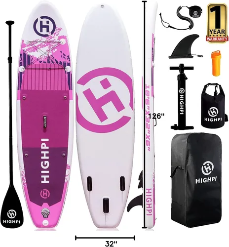 Vista 7 de Highpi Inflatable Stand Up Paddle Board for Youth and Adults – Wide Sup with Premium Accessories, Blow Up Paddleboard for Surfing, Fishing, Yoga &