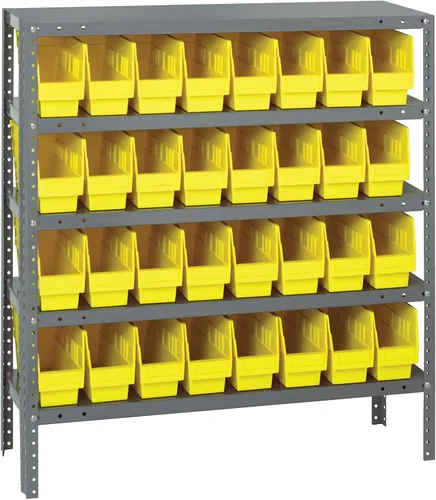 Vista 203 de Quantum QSBU-245BK Heavy Duty Shelving Unit with (7) Shelves and (24) QUS245 Black Bins for Garage Warehouse Storage Distribution 400 lb Load