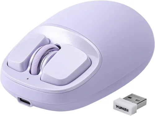 Vista 12 de YUNZll - Mouse inalámbrico de silicona C1, triple modo 2.4G/USB-C/Bluetooth, seguimiento óptico de 4800 DPl, 6 niveles de ajuste, mouse