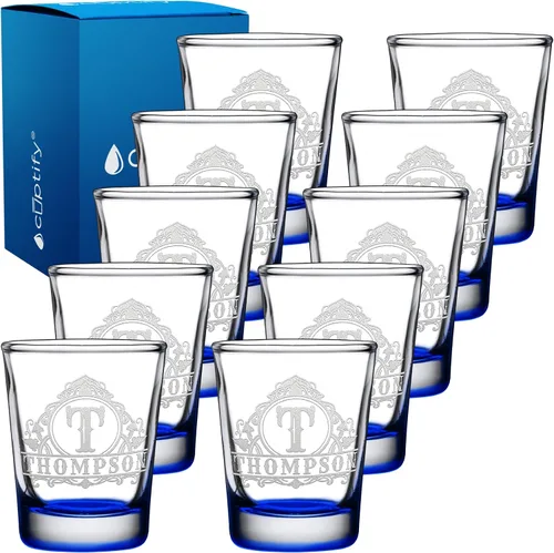 Vista 57 de Vaso de chupito personalizado con nombre de círculo elaborado de 2 onzas, parte inferior negra grabada con texto personalizado para regalos, bodas