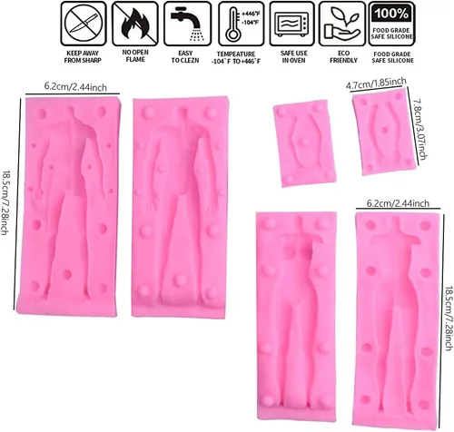 Vista 5 de 2 paquetes de hombres y mujeres, modelo de cuerpo masculino, femenino, moldes de silicona para fondant, molde de arcilla de yeso, molde