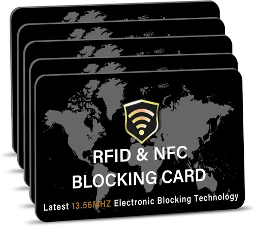 Vista 20 de SaiTech IT Paquete de 5 Tarjetas de Bloqueo RFID, Una Tarjeta Protege Toda la Billetera y Cartera, Protector de Tarjetas de Débito y Crédito